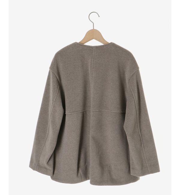  「ニットビーバーノーカラーミドルコート」|ノーカラーコート|