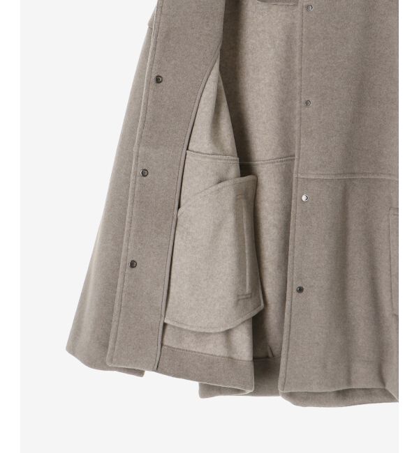  「ニットビーバーノーカラーミドルコート」|ノーカラーコート|