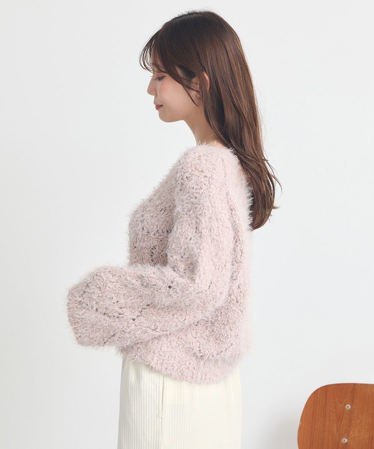 earth music&ecology「シャギーミックス透かしハート柄ニット」|ニット・セーター|