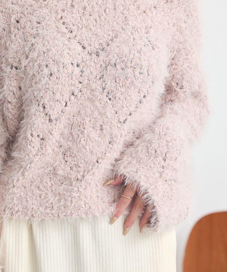 earth music&ecology「シャギーミックス透かしハート柄ニット」|ニット・セーター|