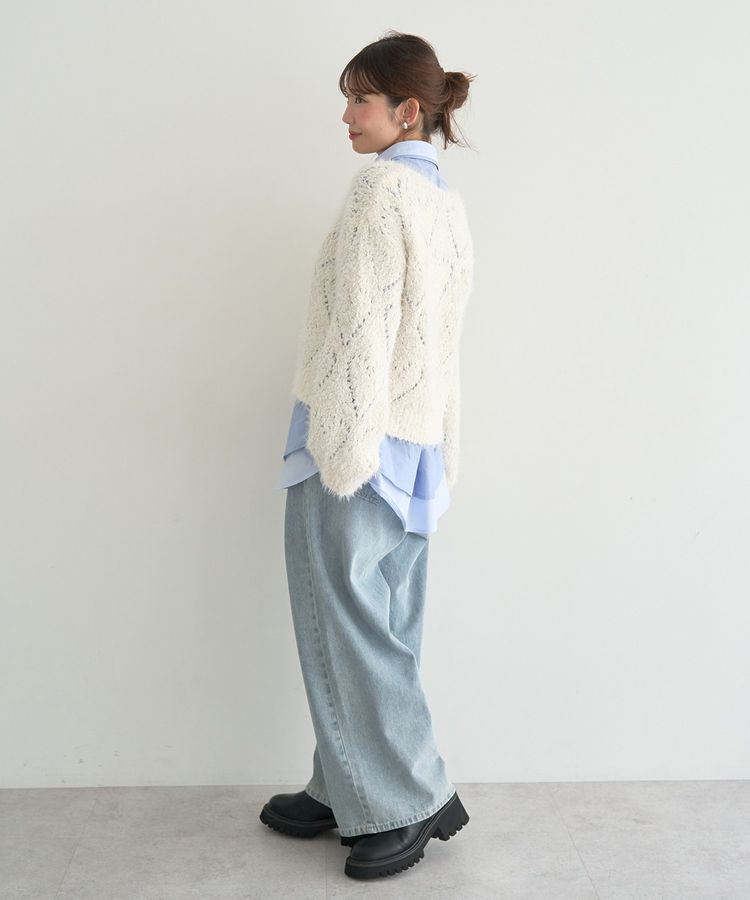 earth music&ecology「シャギーミックス透かしハート柄ニット」|ニット・セーター|