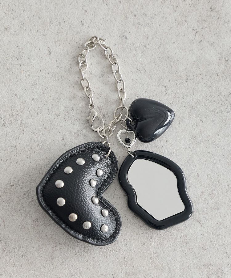 earth music&ecology「ハートモチーフミラー付きチャーム」|その他|Black