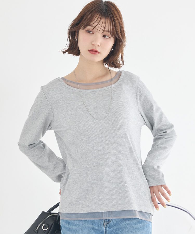 earth music&ecology「レイヤード風テレコプルオーバー」|Tシャツ・カットソー|Light Gray