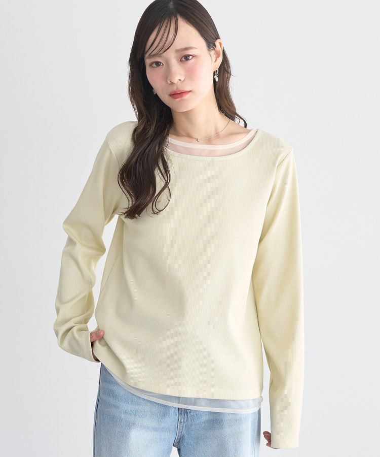 earth music&ecology「レイヤード風テレコプルオーバー」|Tシャツ・カットソー|Yellow