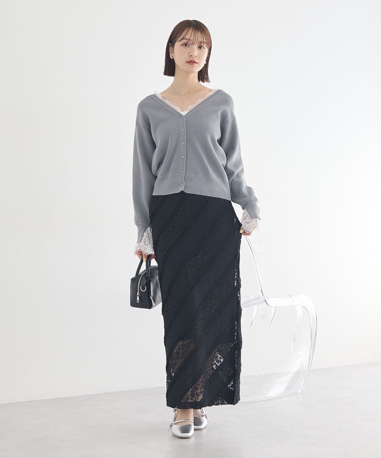 earth music&ecology「総レースナロースカート」|スカート|