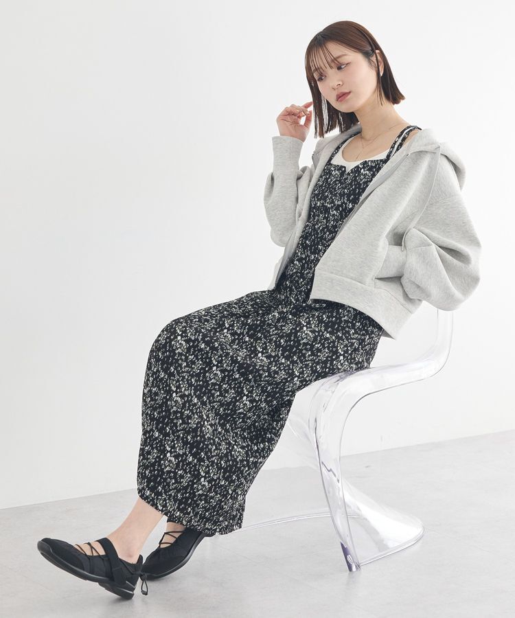 earth music&ecology「フラワーバッククロスキャミワンピース」|ワンピース|Black