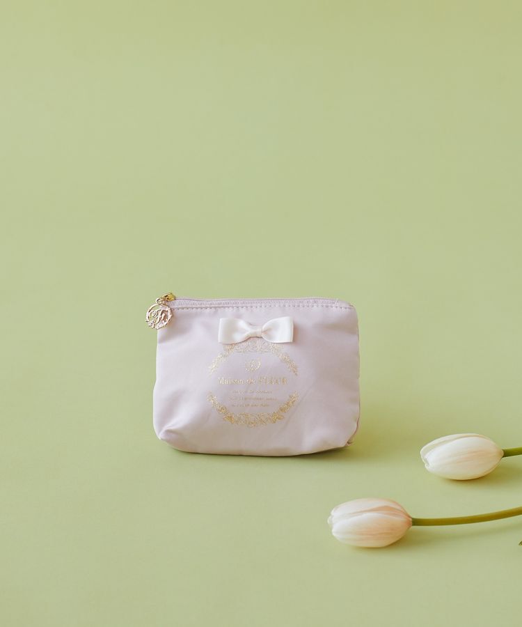 Maison de FLEUR「サテンリボンティッシュケース」|ポーチ|ライトピンク