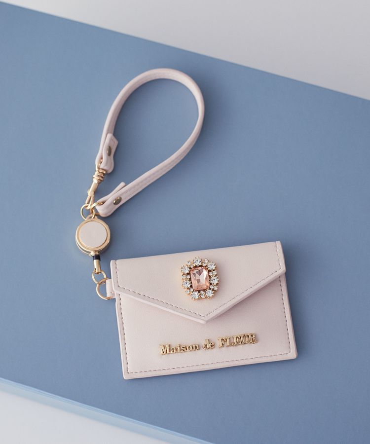 Maison de FLEUR「リール付きビジューカードポケットパスケース」|その他|ピンク