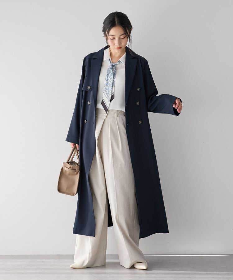 YECCA VECCA「【UVカット/花粉ガード】素材MIXトレンチコート」|トレンチコート|Navy