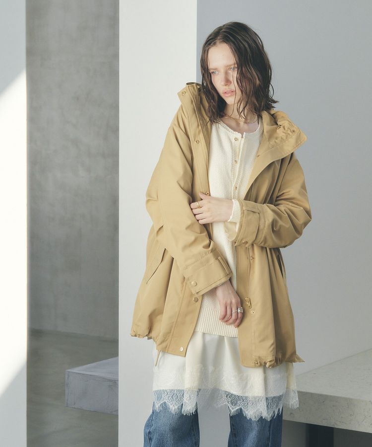 YECCA VECCA「【撥水/花粉ガード】ミドル丈マウンテンパーカー」|ブルゾン・スタジャン|Beige