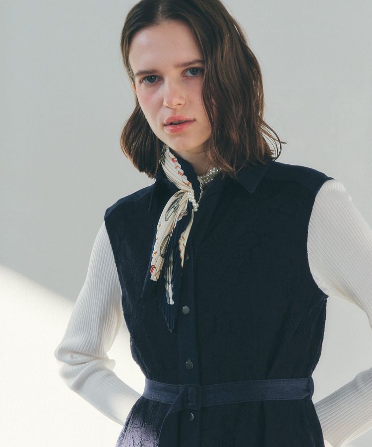 YECCA VECCA「ビットプリントプリーツスカーフ」|バンダナ・スカーフ|