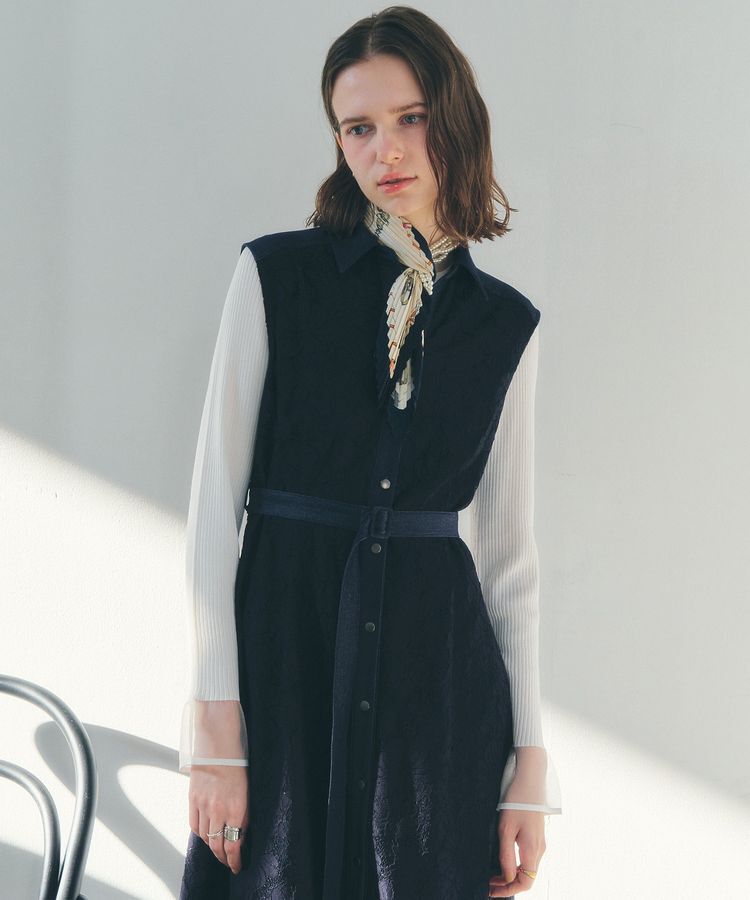 YECCA VECCA「ビットプリントプリーツスカーフ」|バンダナ・スカーフ|