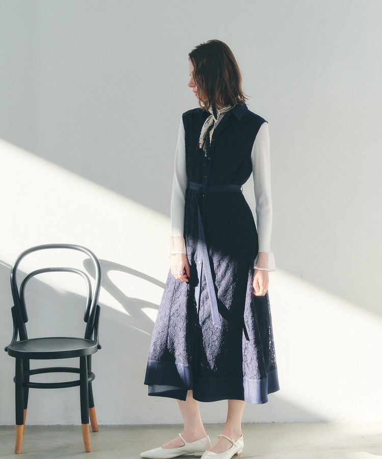 YECCA VECCA「ビットプリントプリーツスカーフ」|バンダナ・スカーフ|