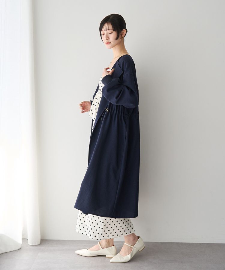 YECCA VECCA「ノーカラーラペルロングコート」|ノーカラーコート|