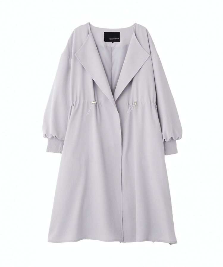 YECCA VECCA「ノーカラーラペルロングコート」|ノーカラーコート|