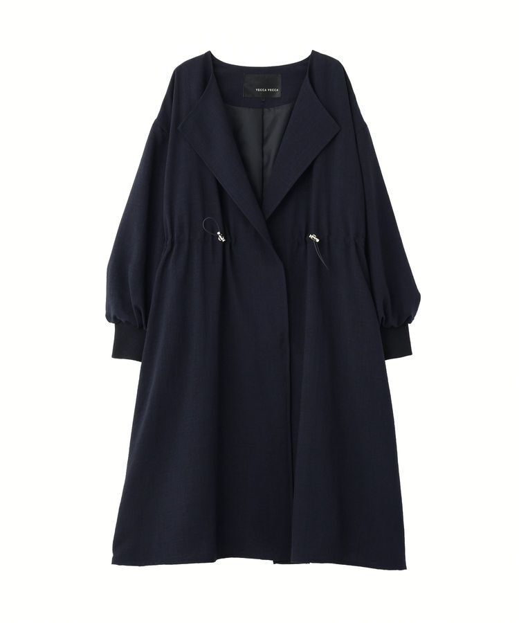 YECCA VECCA「ノーカラーラペルロングコート」|ノーカラーコート|