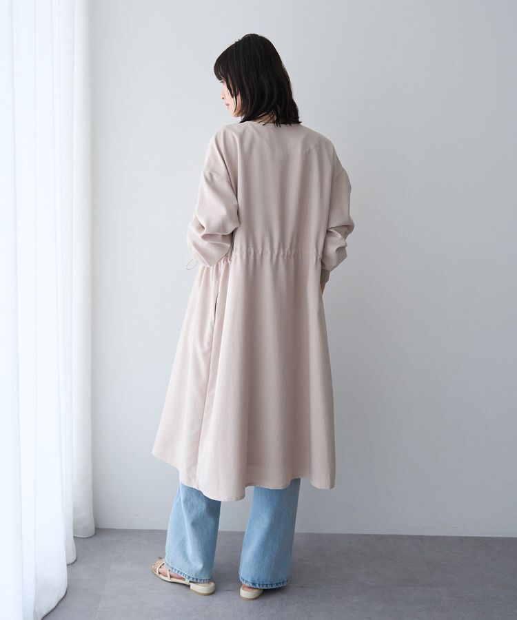 YECCA VECCA「ノーカラーラペルロングコート」|ノーカラーコート|