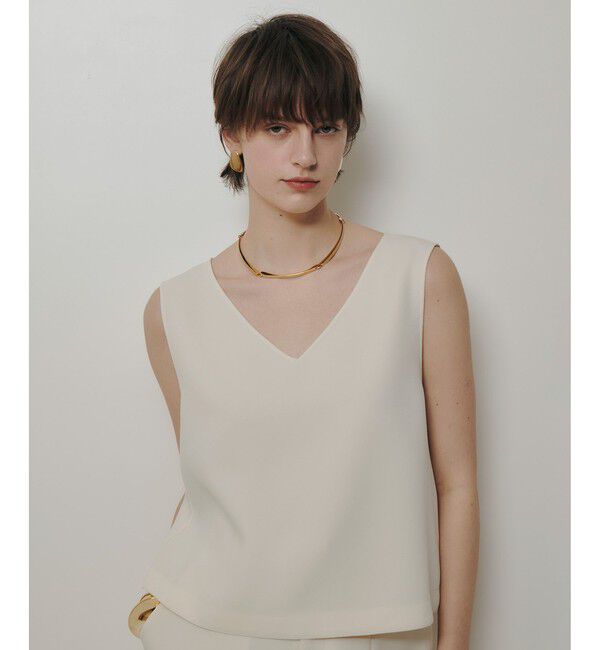 allureville「ダブルクロスショートＶネックプルオーバー」|シャツ・ブラウス|オフホワイト