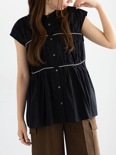 Te chichi「バイカラーパイピングブラウス」|シャツ・ブラウス|ブラック