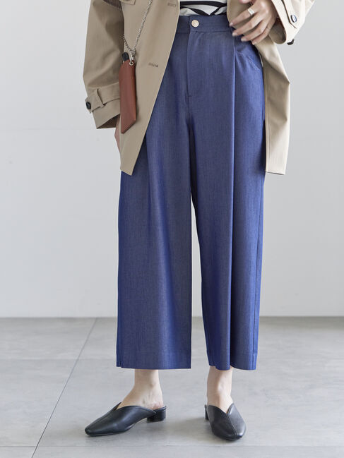 Te chichi「タックポケットワイドクロップトパンツ」|その他|ネイビー