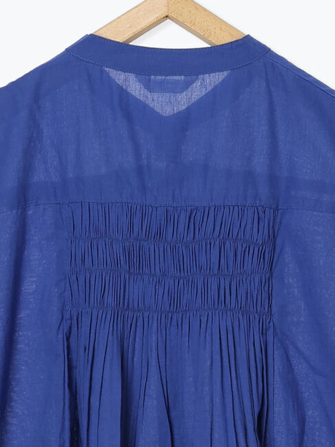 Samansa Mos2 blue「【Made in India】シャーリングノースリーブチュニック」|シャツ・ブラウス|