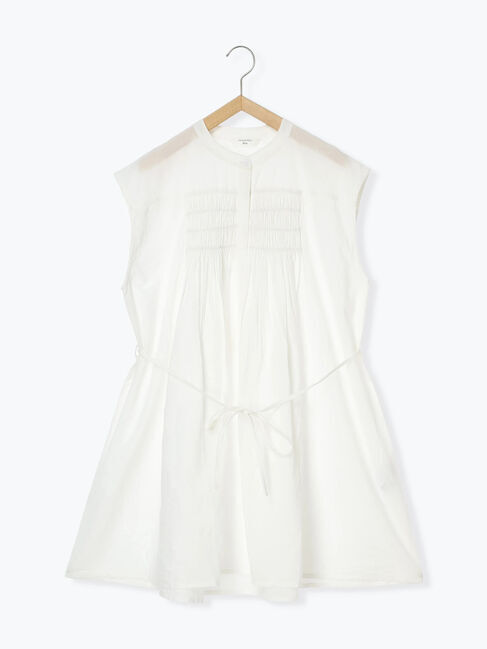 Samansa Mos2 blue「【Made in India】シャーリングノースリーブチュニック」|シャツ・ブラウス|