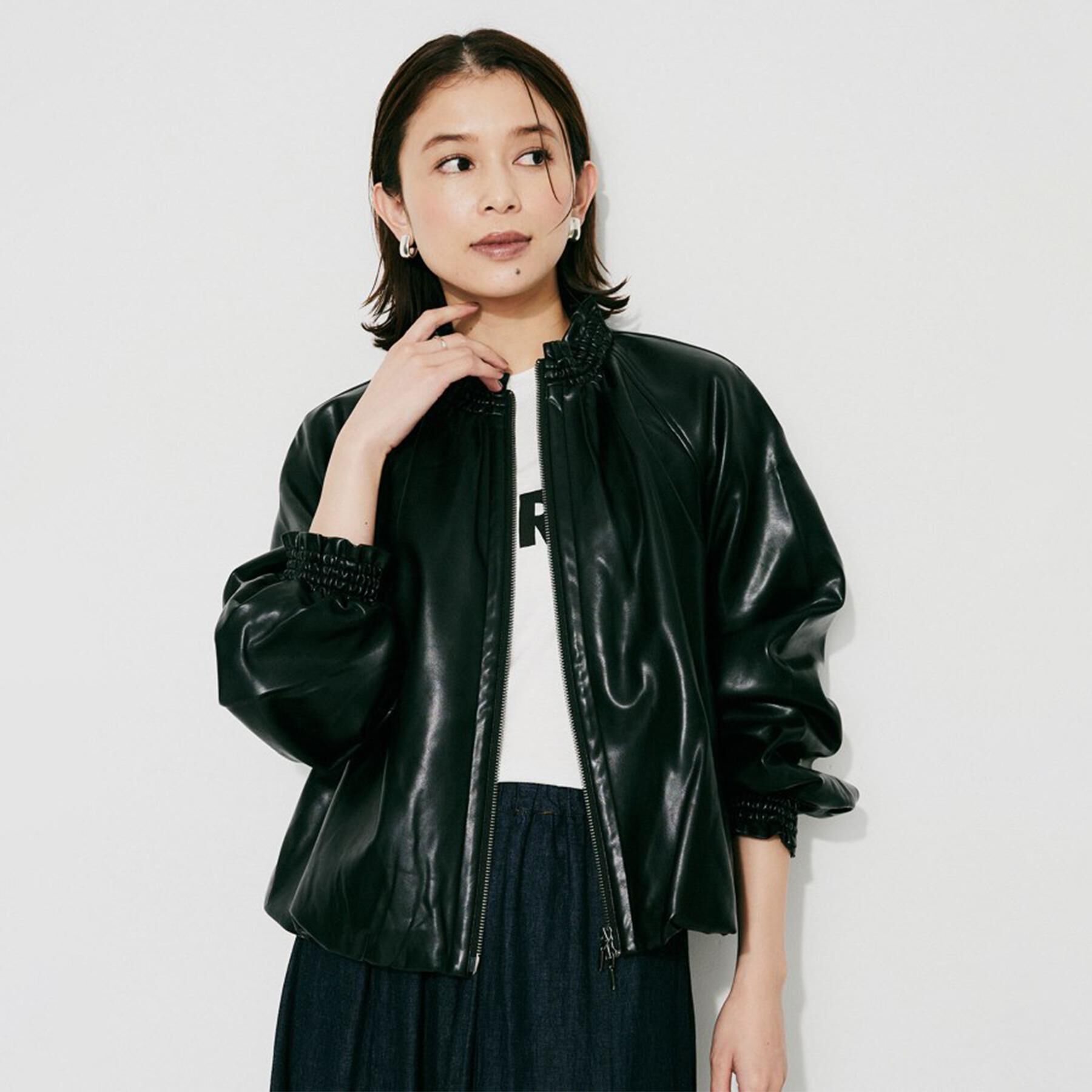 UNTITLED「【MARILYN MOON】ソフトレザー調ブルゾン」|ブルゾン・スタジャン|