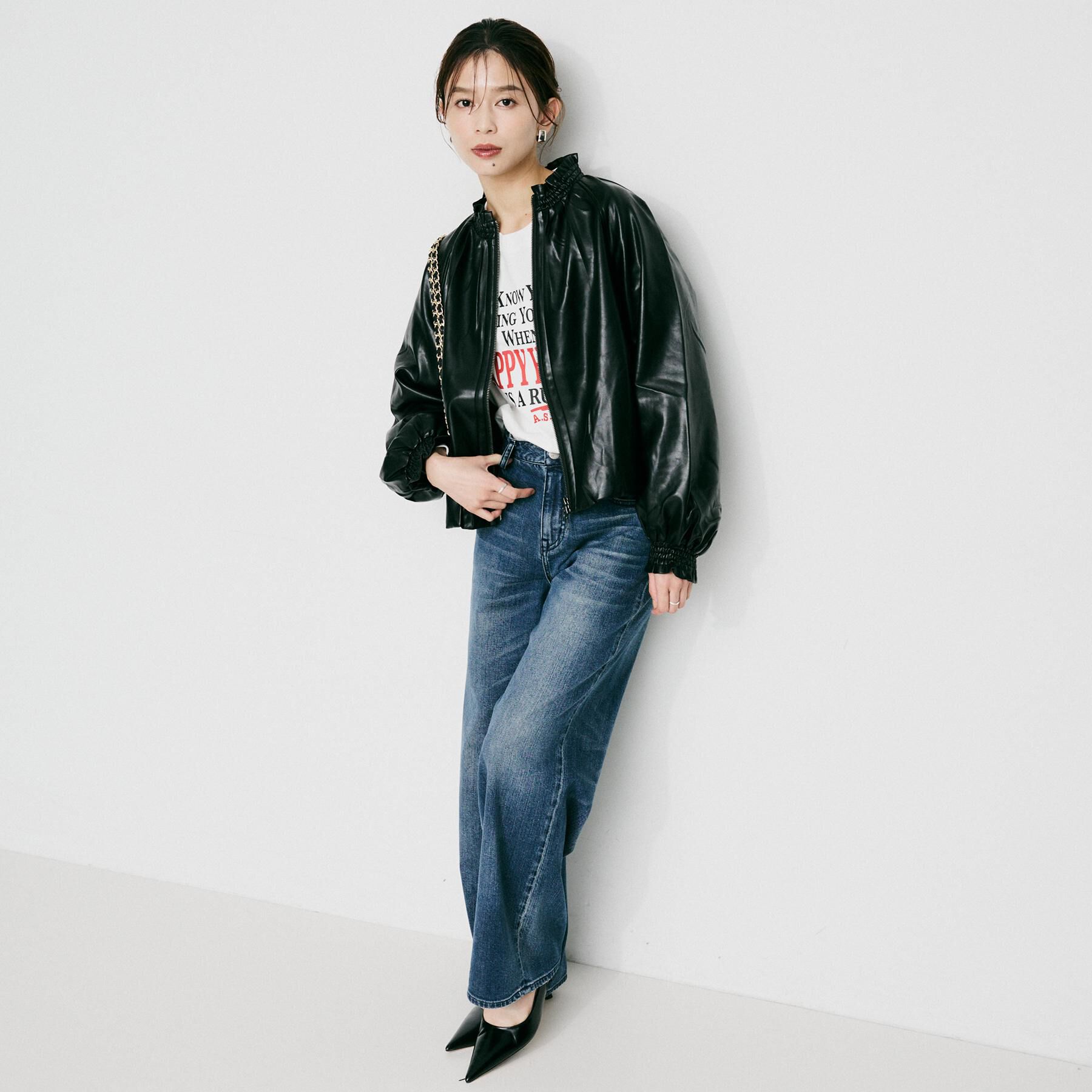 UNTITLED「【MARILYN MOON】ソフトレザー調ブルゾン」|ブルゾン・スタジャン|