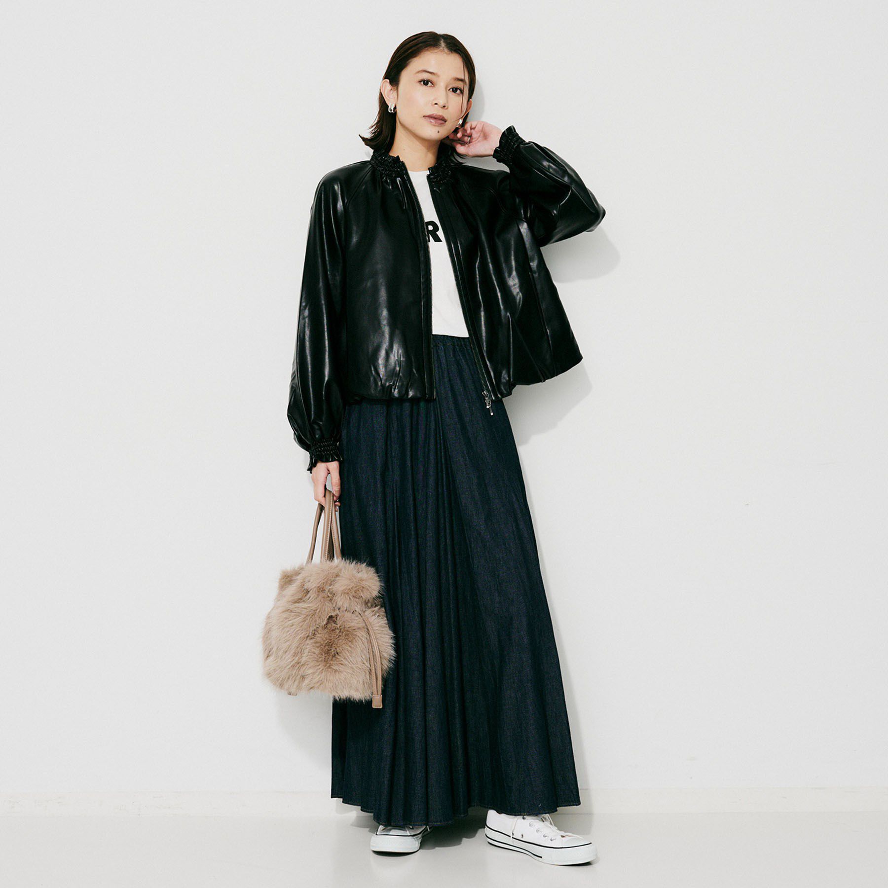 UNTITLED「【MARILYN MOON】ソフトレザー調ブルゾン」|ブルゾン・スタジャン|