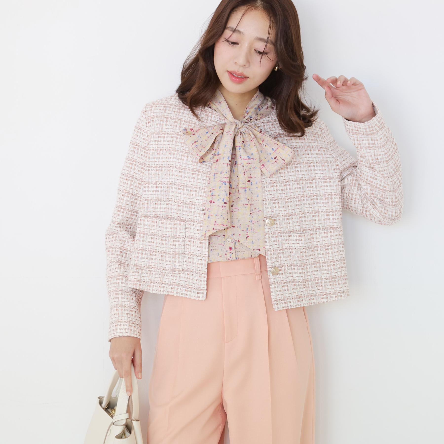 COUP DE CHANCE「【ON/OFF着回し】カラーツイードジャケット」|ノーカラージャケット|