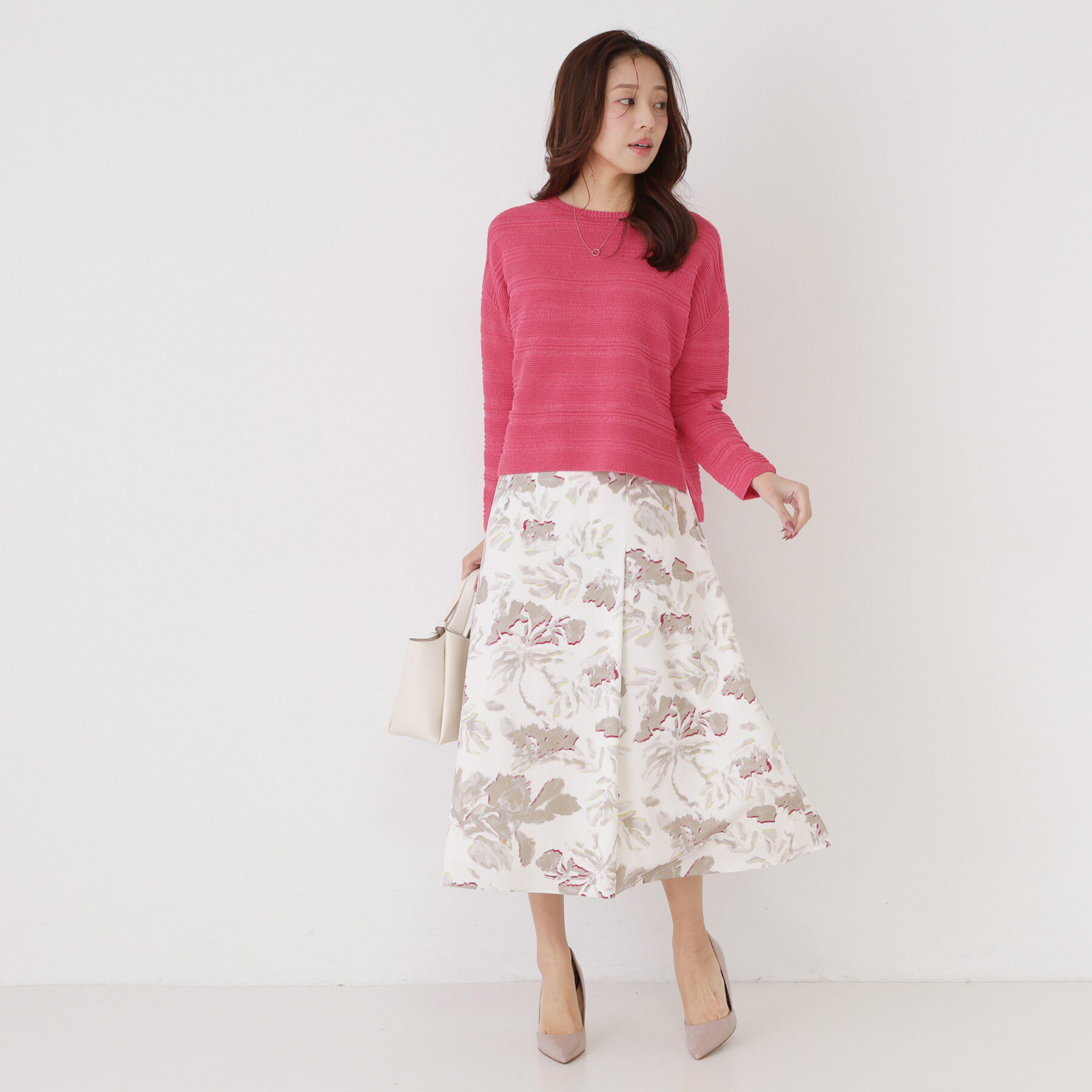 COUP DE CHANCE「【手洗い可／日本製／無縫製／和紙使用】地柄ボーダーのニットトップス」|ニット・セーター|