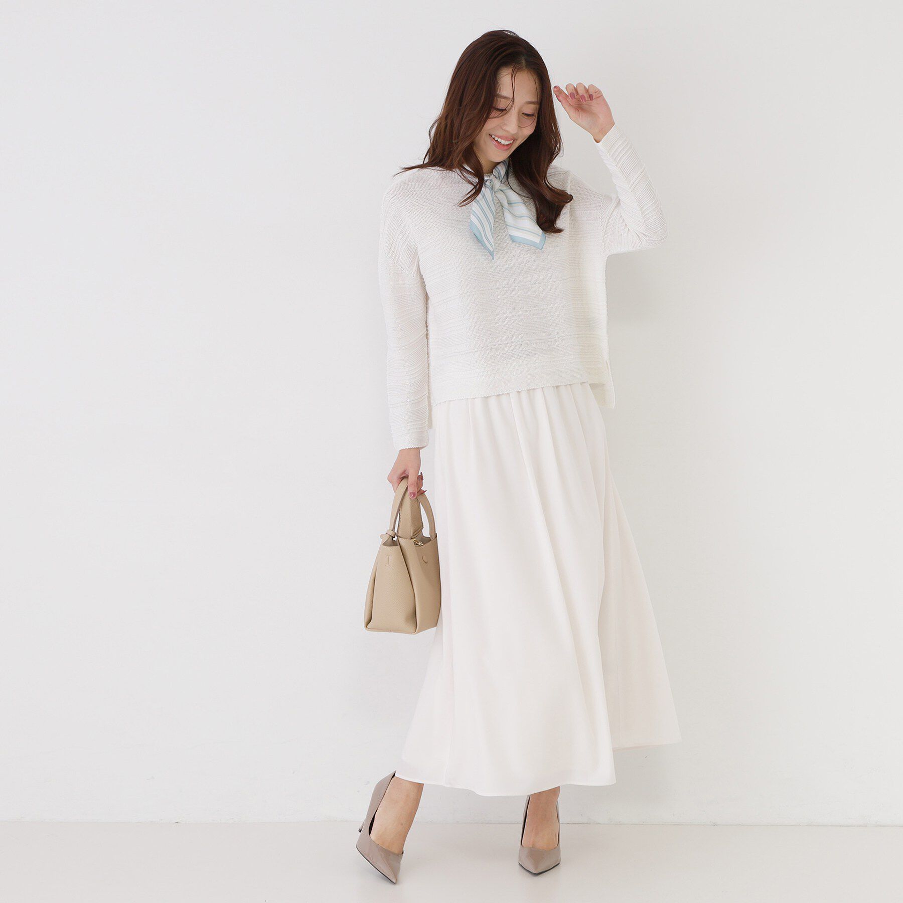 COUP DE CHANCE「【手洗い可／日本製／無縫製／和紙使用】地柄ボーダーのニットトップス」|ニット・セーター|