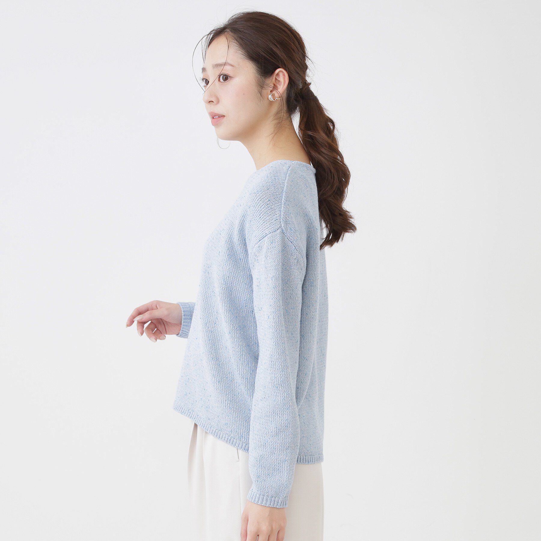 COUP DE CHANCE「【手洗い可／ラメ混】浅Vネックニットトップス」|ニット・セーター|