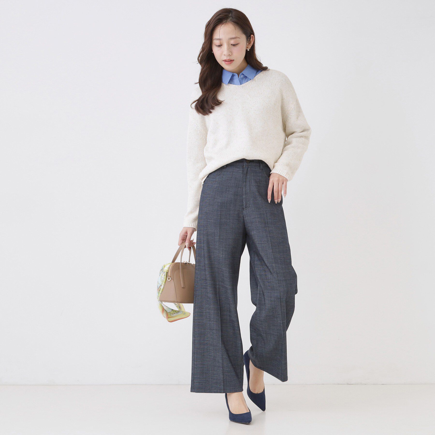 COUP DE CHANCE「【手洗い可／ラメ混】浅Vネックニットトップス」|ニット・セーター|