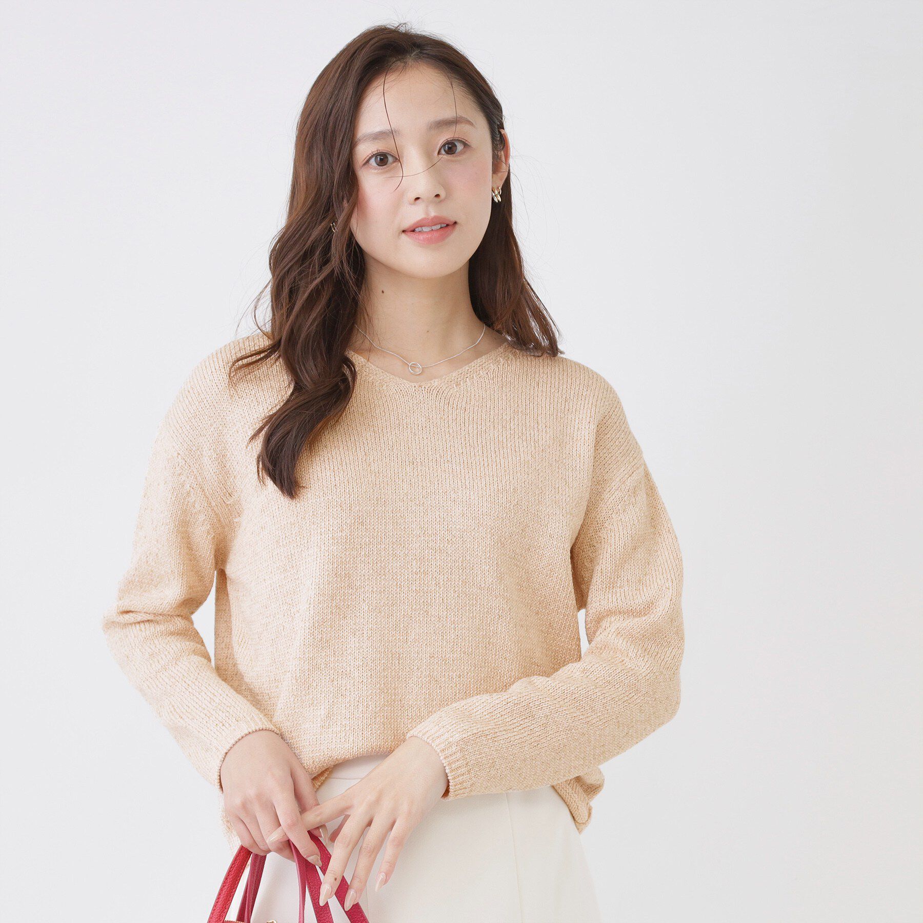 COUP DE CHANCE「【手洗い可／ラメ混】浅Vネックニットトップス」|ニット・セーター|