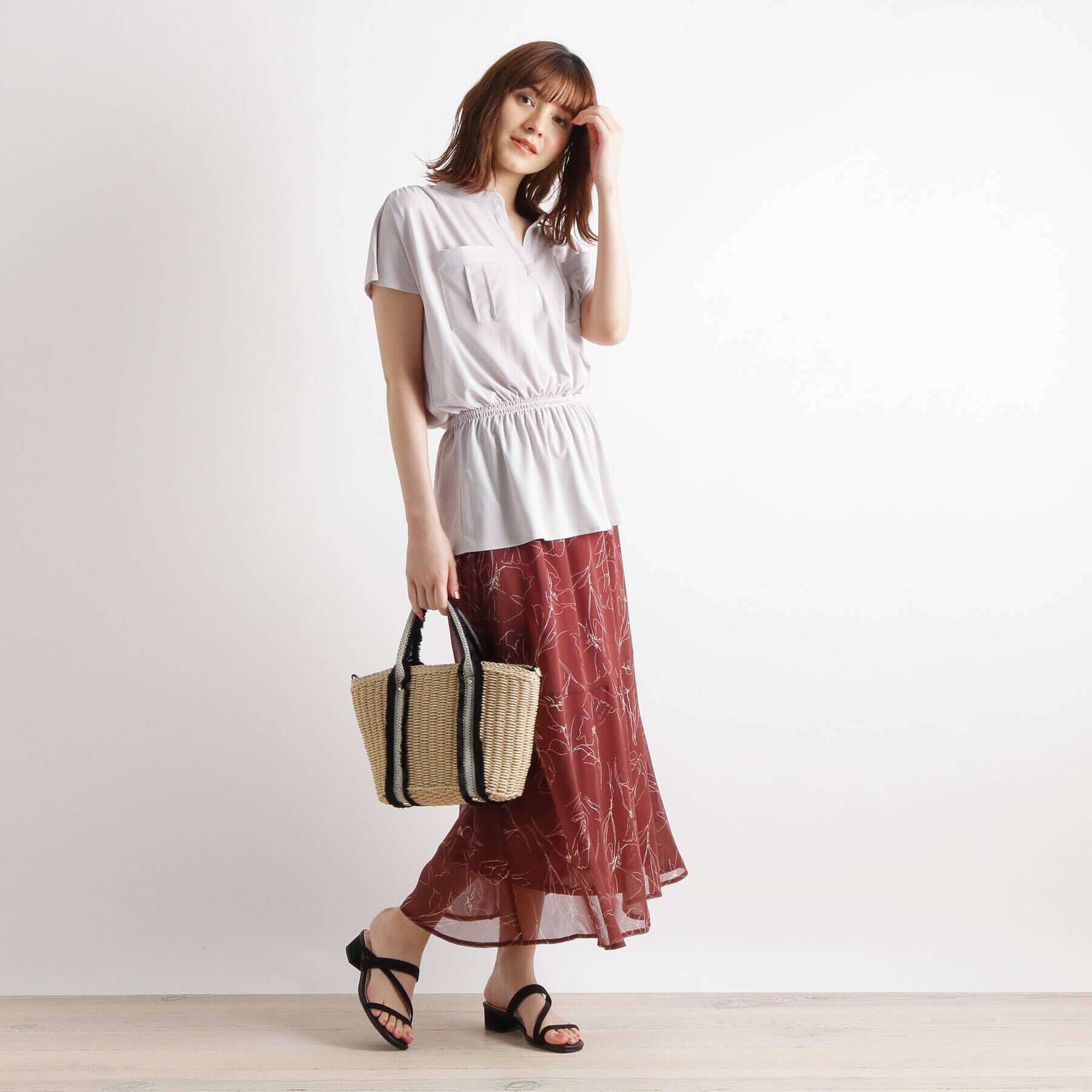 grove「【LLあり】ミリタリープルオーバー＋スカートSET」|スーツ|ライトグレー(011