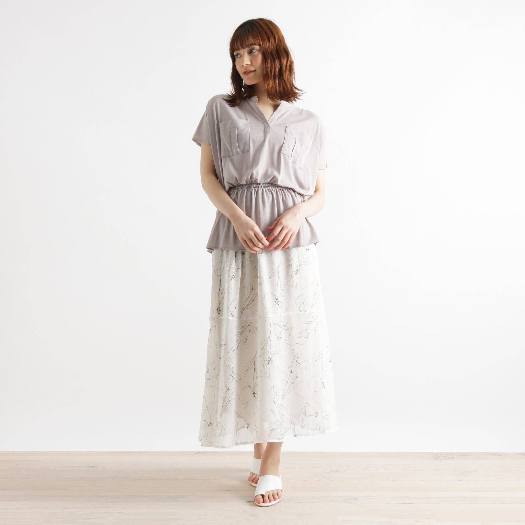 grove「【LLあり】ミリタリープルオーバー＋スカートSET」|スーツ|ナチュラル(050)