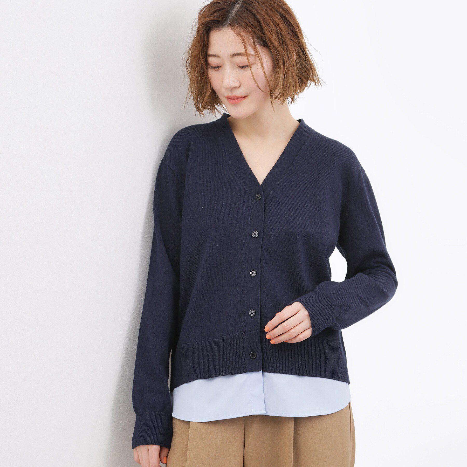 grove「シャツドッキング ニットカーディガン」|カーディガン|