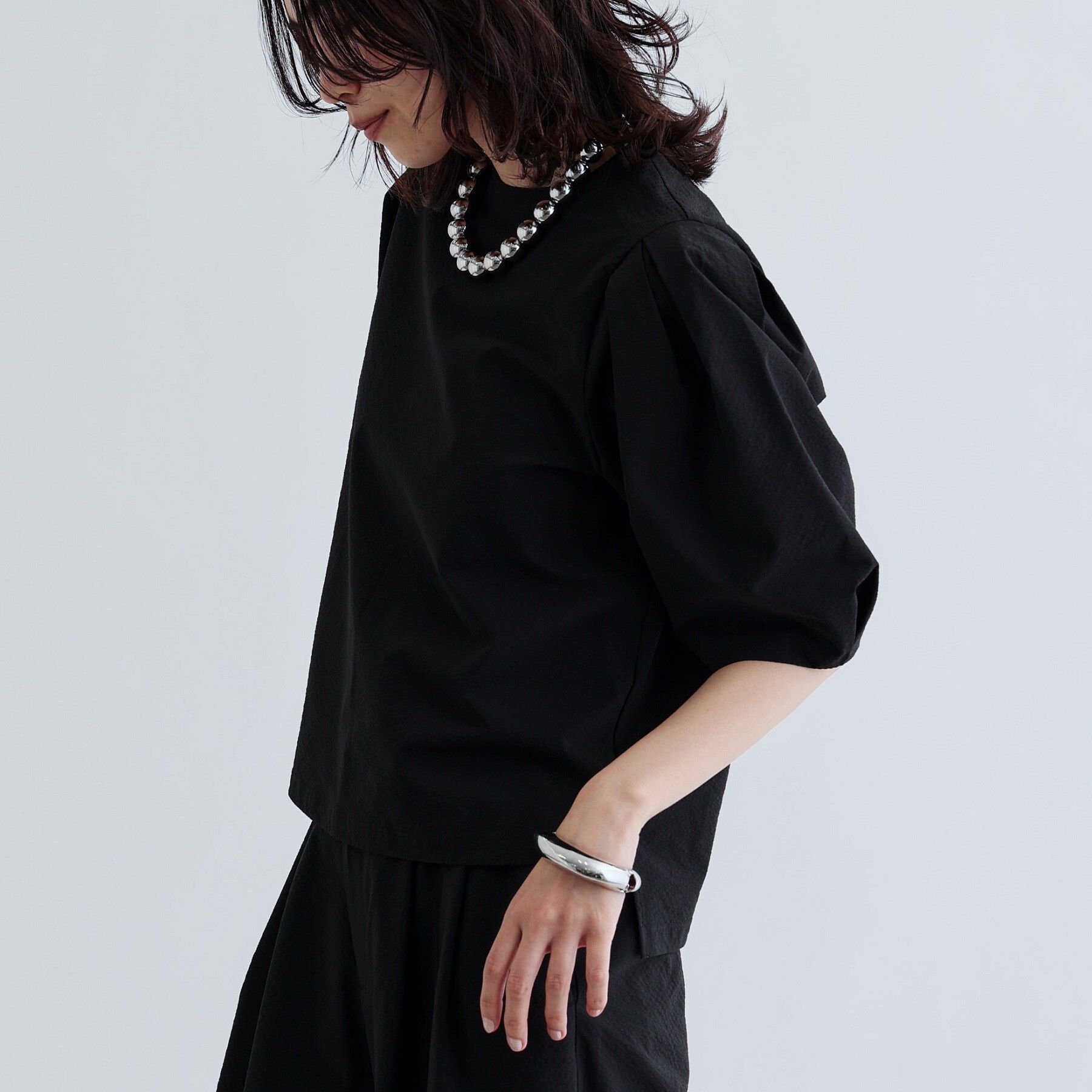 GALLEST「【セットアップ可能】ストライプサッカーブラウス」|シャツ・ブラウス|