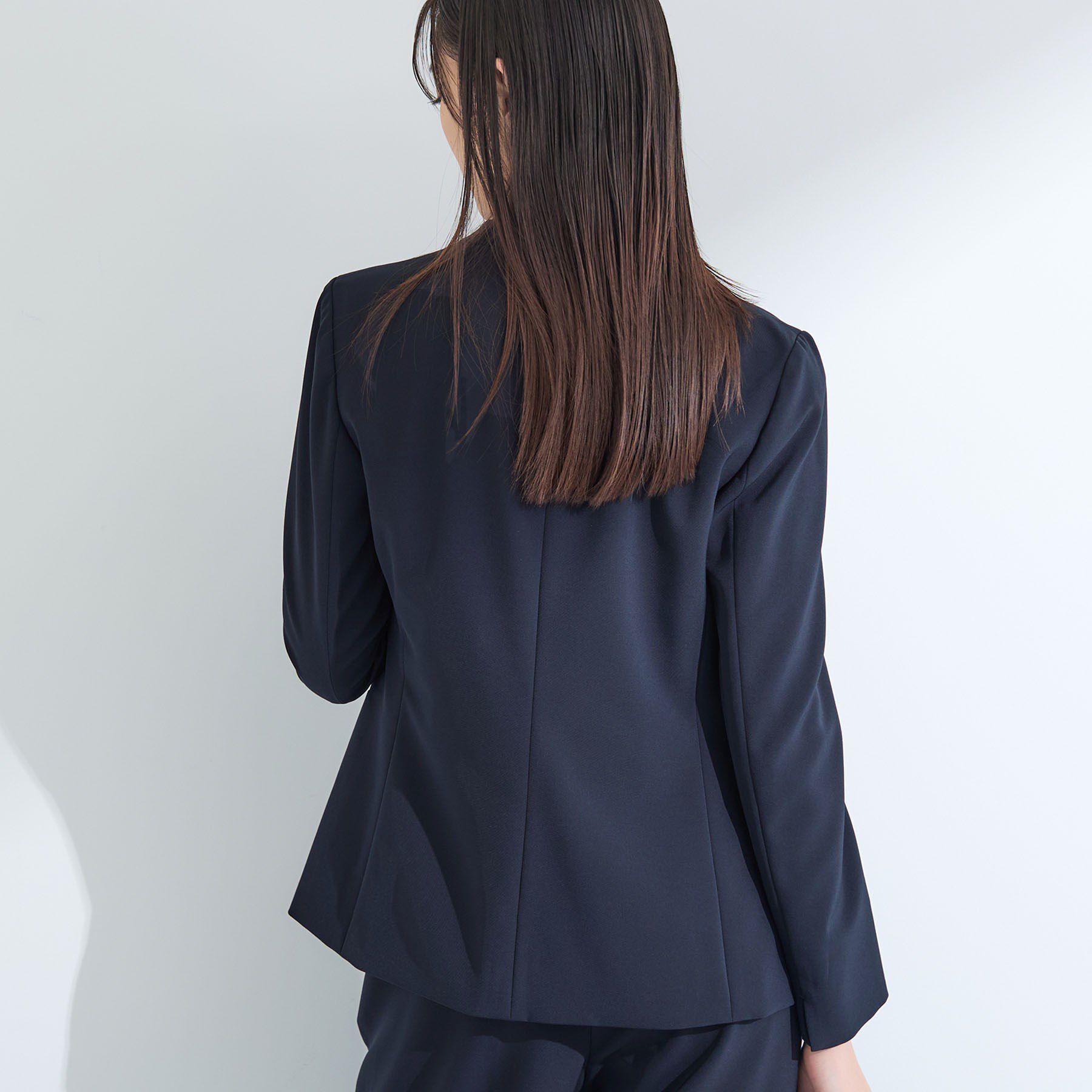 INDIVI「【洗える／UVケア】ストレッチノーカラージャケット」|スーツ|