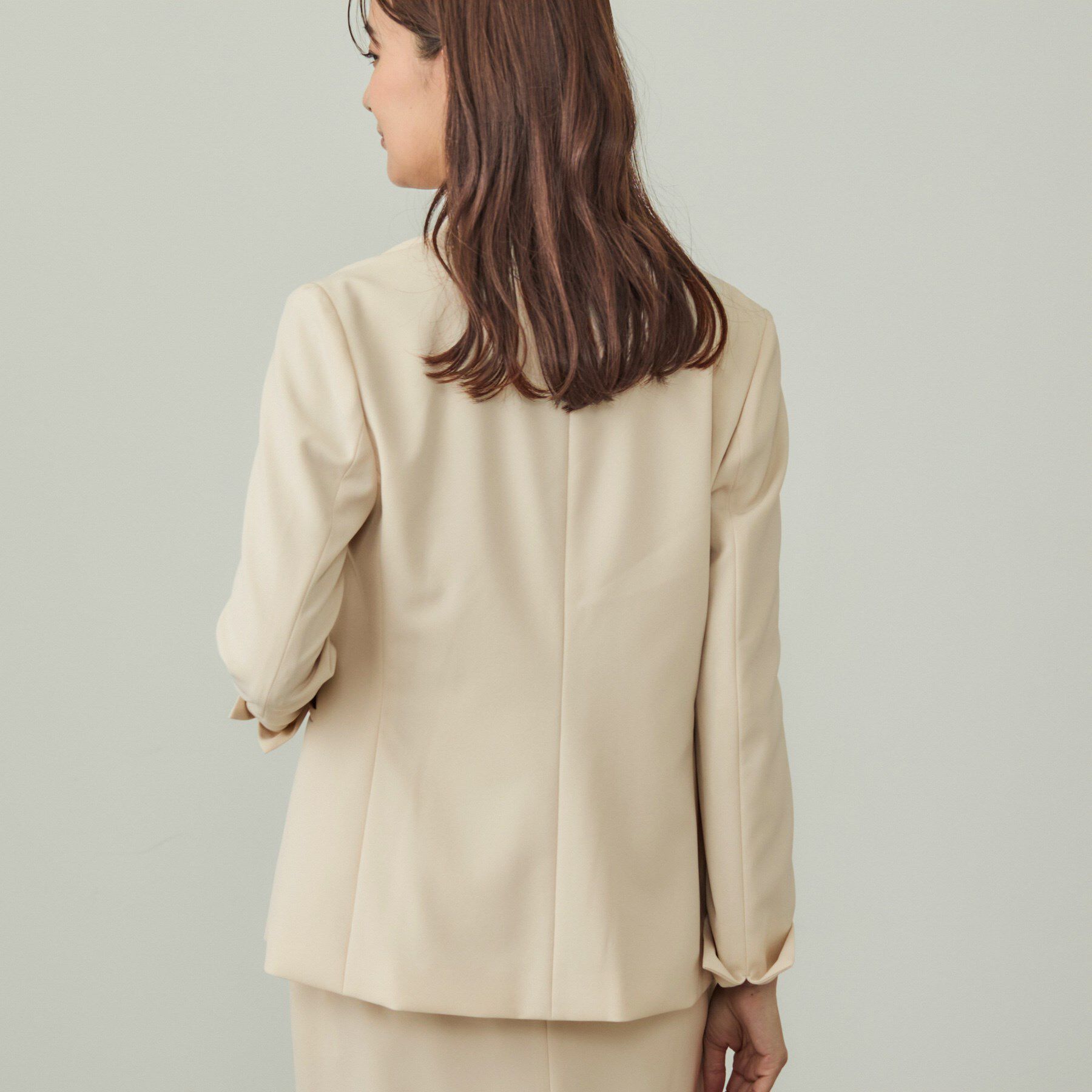 INDIVI「【洗える／UVケア】ストレッチノーカラージャケット」|スーツ|