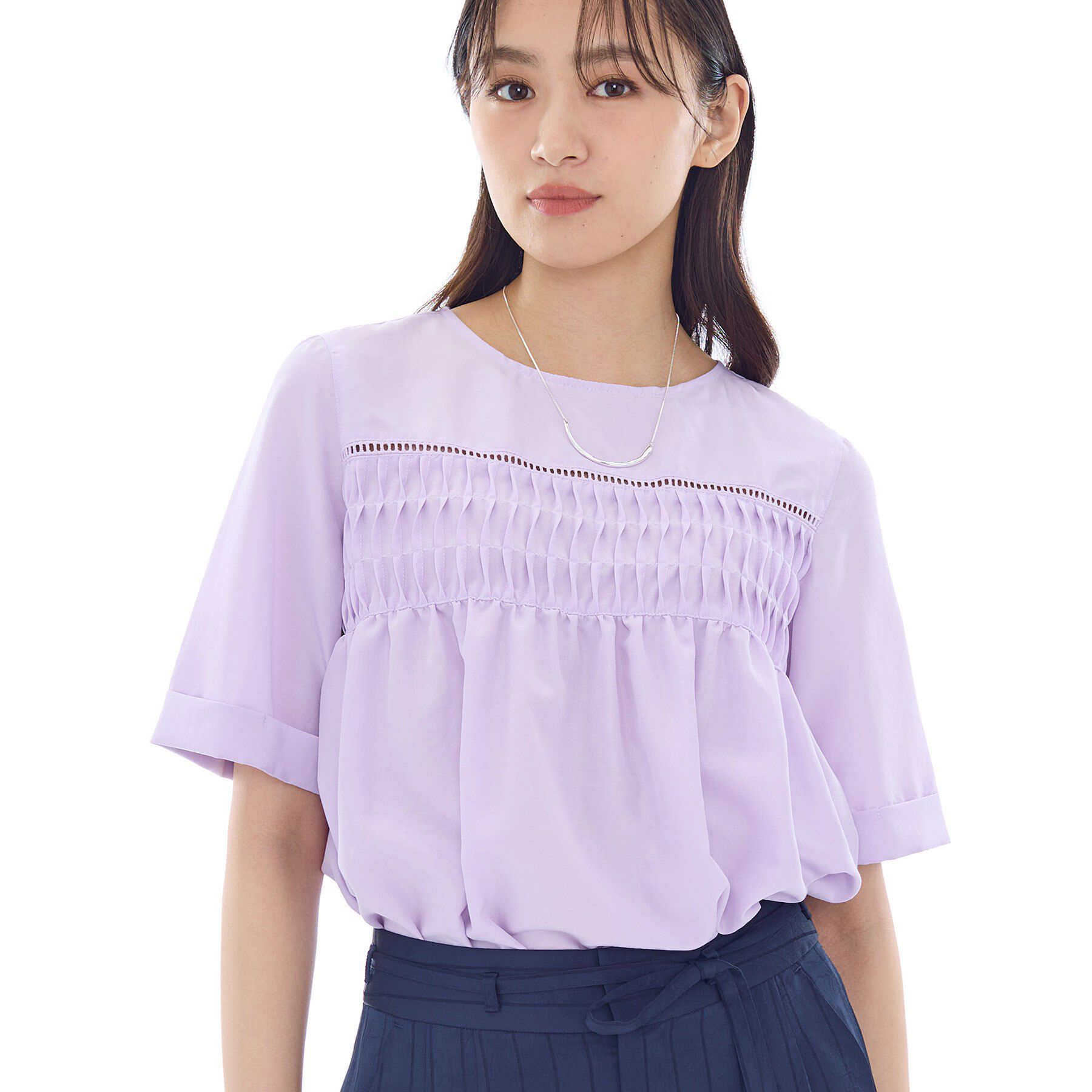 INDIVI「フィブリルブラウス」|シャツ・ブラウス|ラベンダー(080)