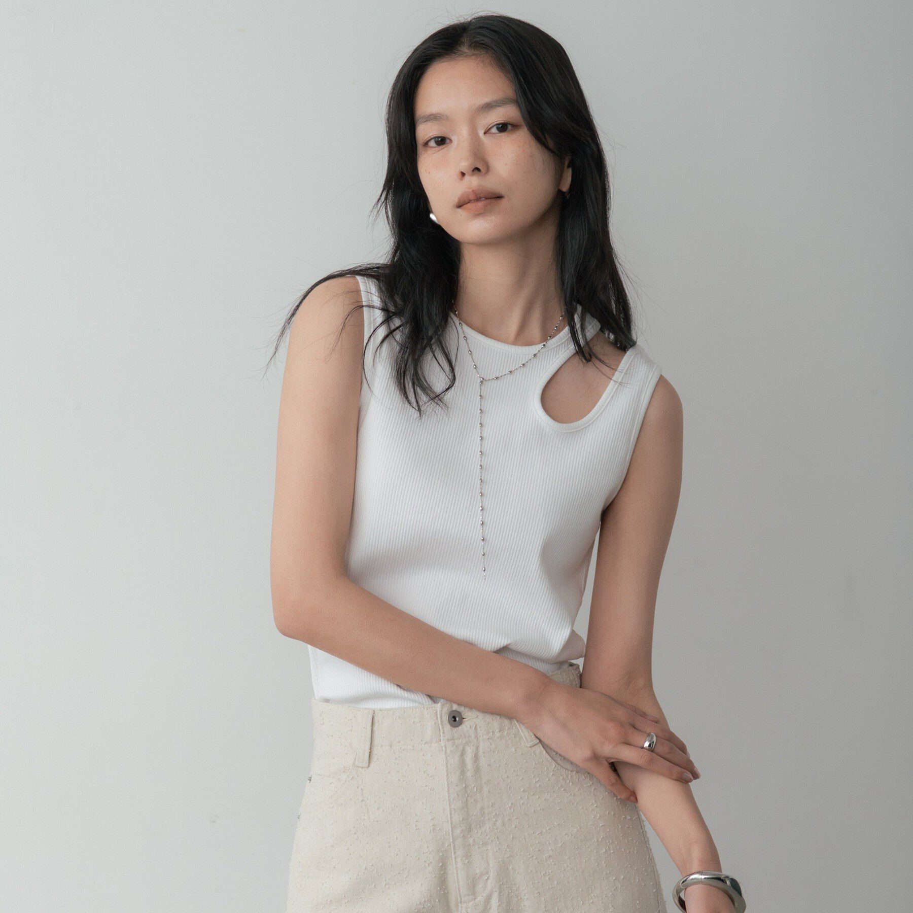 GALLEST「アシメリブタンクトップ」|キャミソール|