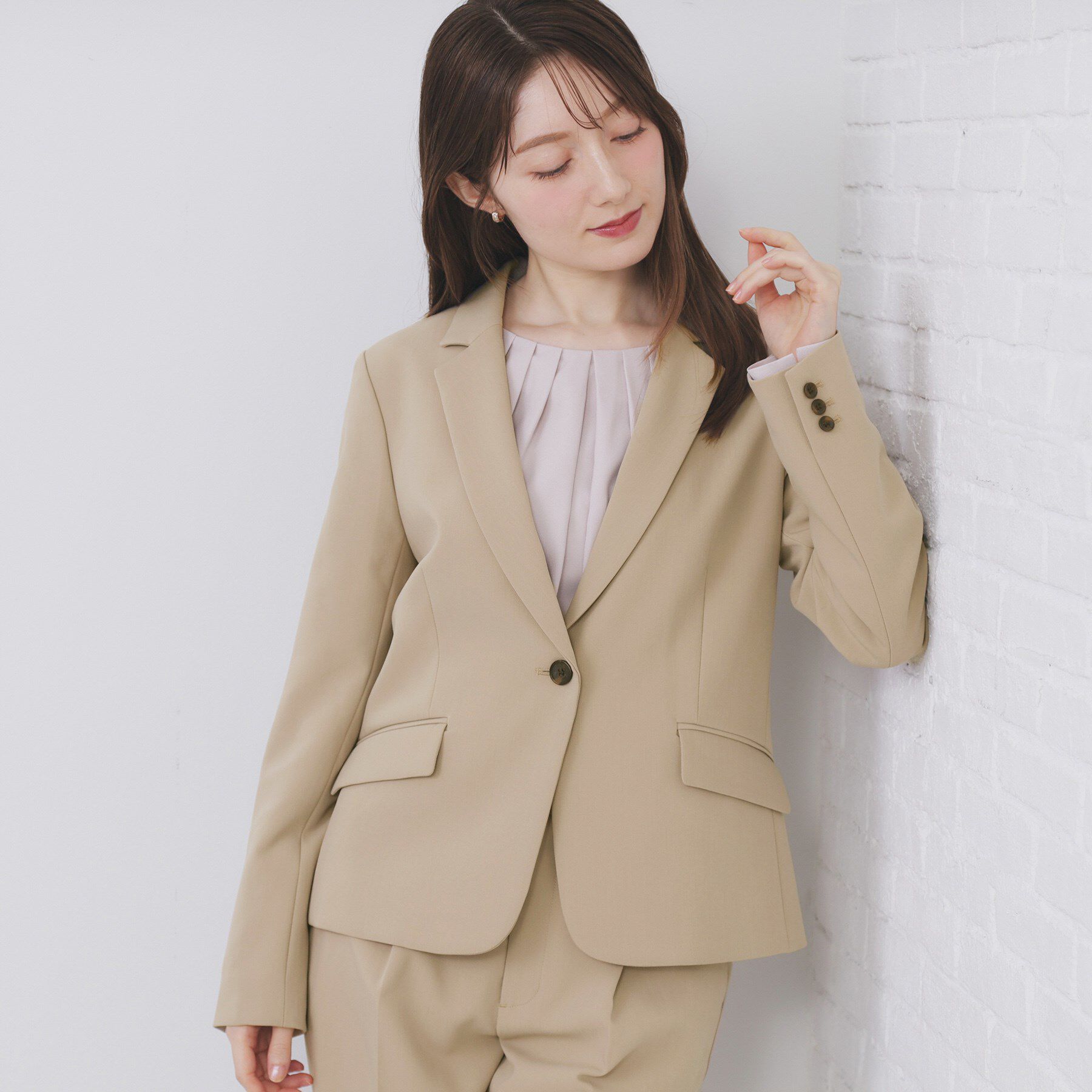 index「ストレッチテーラードジャケット/セットアップ対応【洗える/防シワ】」|テーラードジャケット|ライトベージュ(05