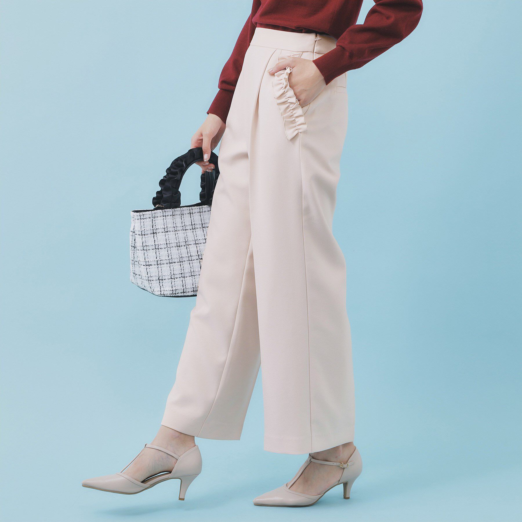 index「フリルポケットストレートパンツ【洗濯機OK/防シワ】」|その他|