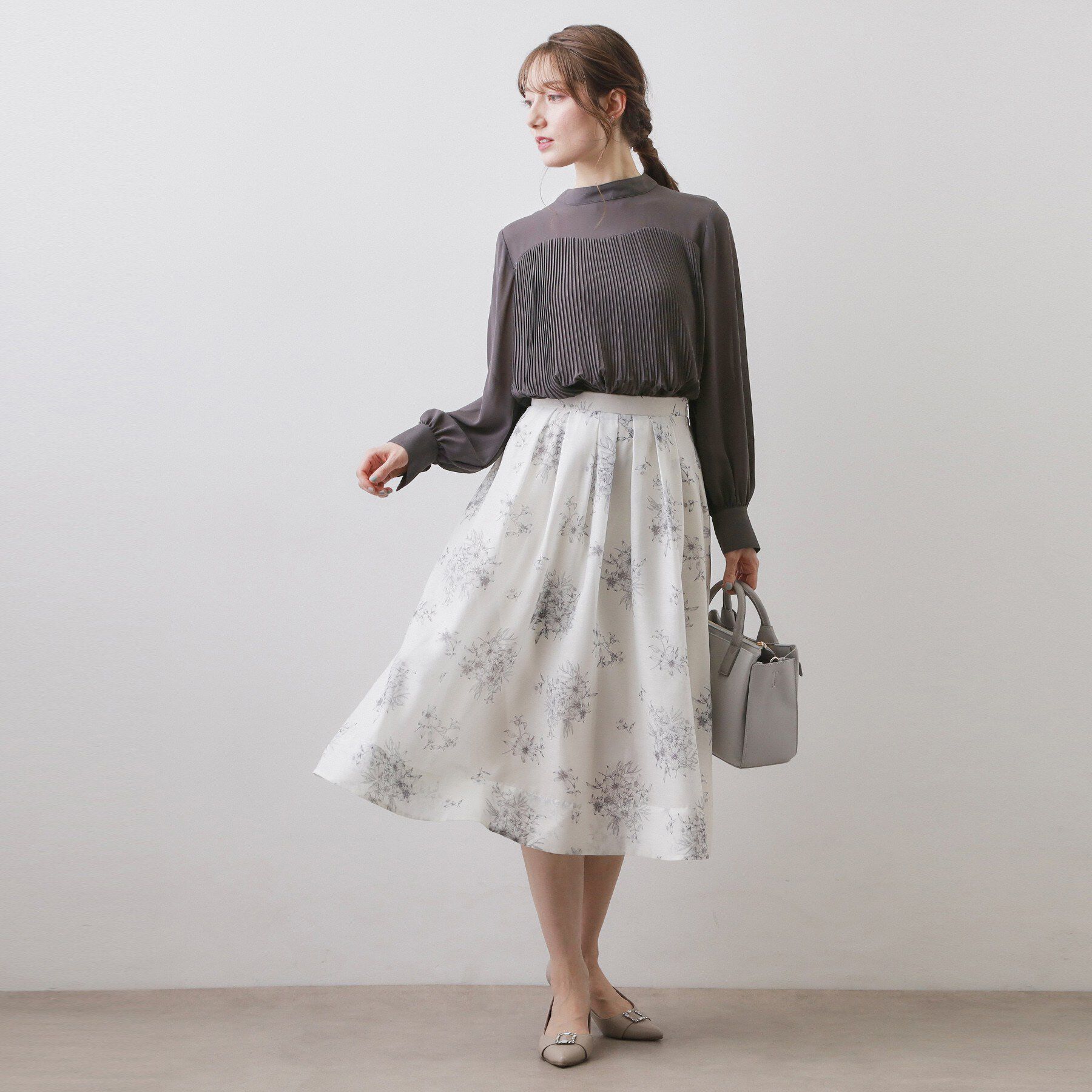 index「エアリープリーツスタンドカラーブラウス【洗濯機OK/イージーアイロン/防シワ】《5col》」|シャツ・ブラウス|