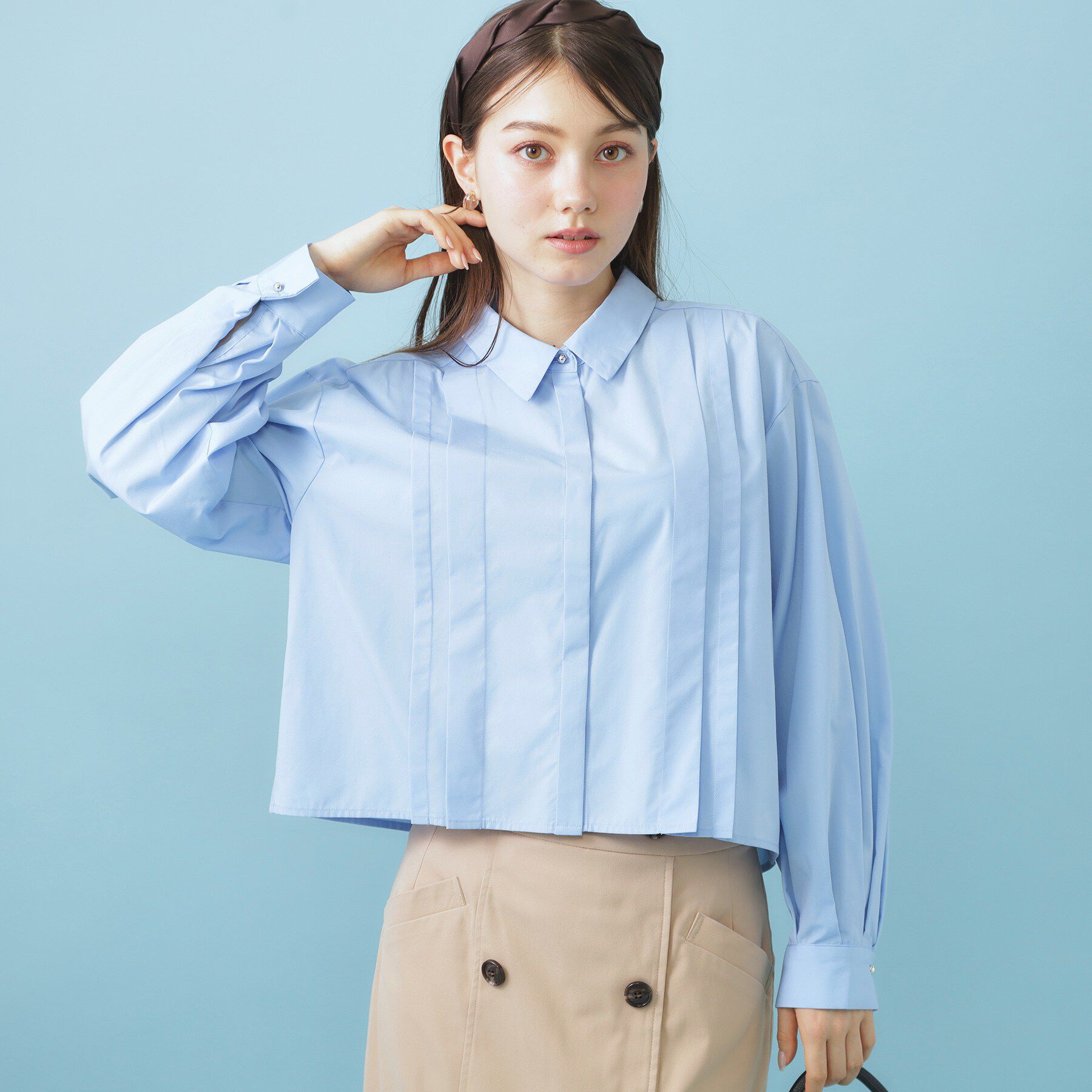 index「ブロード短丈タックシャツ【洗濯機OK】《5col》」|シャツ・ブラウス|