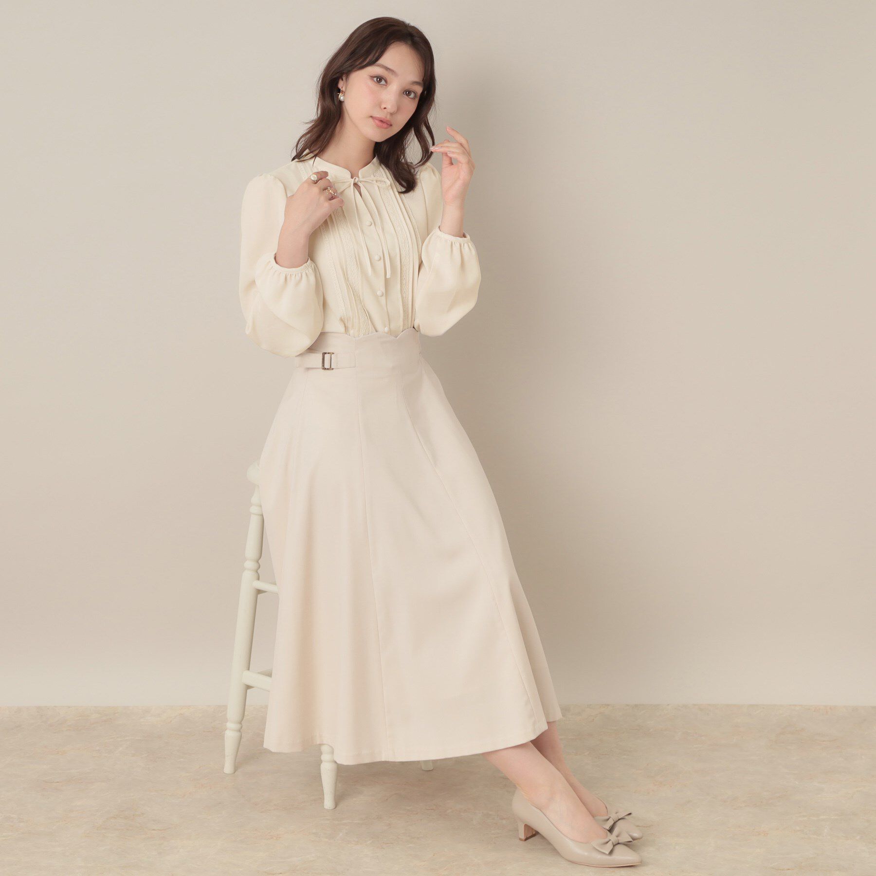 Couture broach「【大人可愛い・通勤】ピンタックレースブラウス」|シャツ・ブラウス|