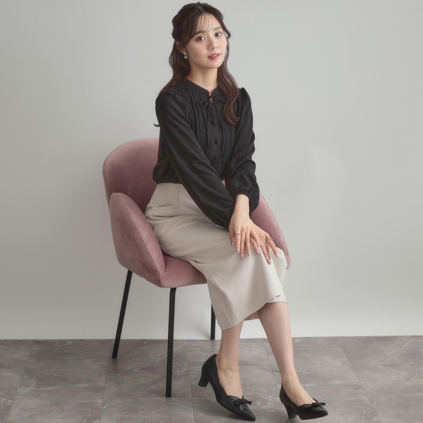 Couture broach「【大人可愛い・通勤】ピンタックレースブラウス」|シャツ・ブラウス|