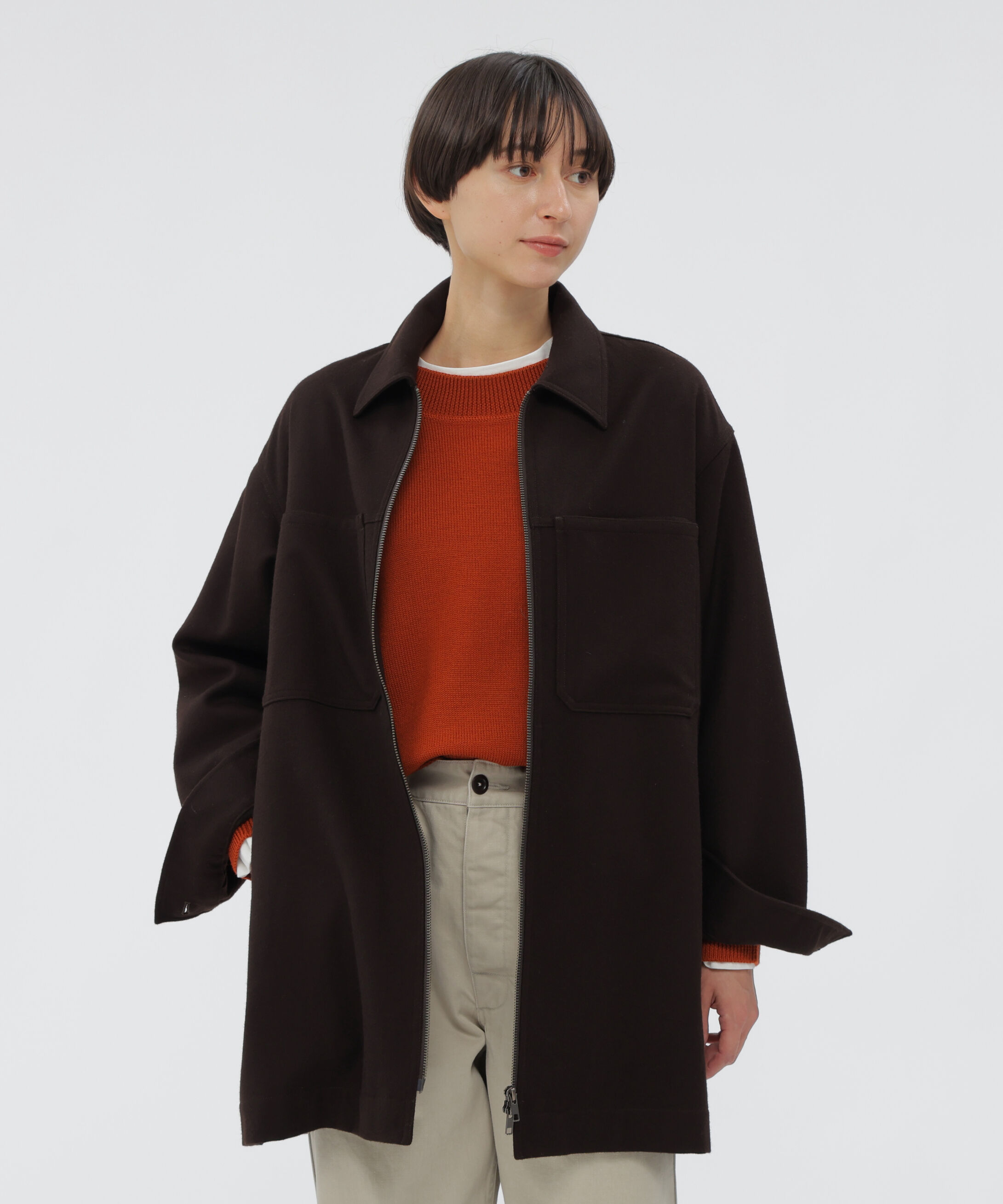 MHL.「FELTED WOOL SHIRTING BLOUSON」|ブルゾン・スタジャン|DARK BROWN2